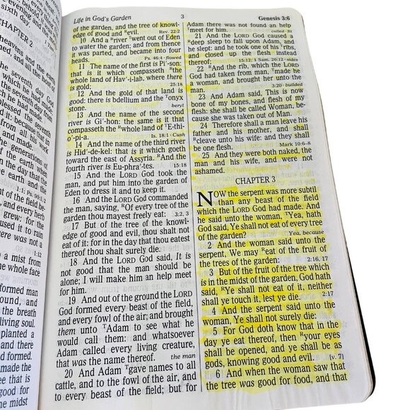 Holy Bible Large Print Black Pleather Cover Gold Gilded Edges 9 1/2x 2" x 6 1/2" - Picture 6 of 13